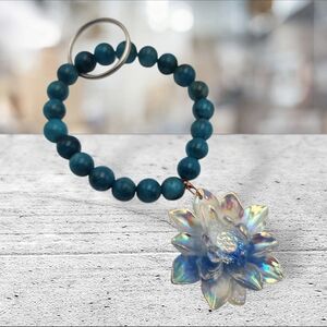 Handmade Iridescent Floral Charm Keychain